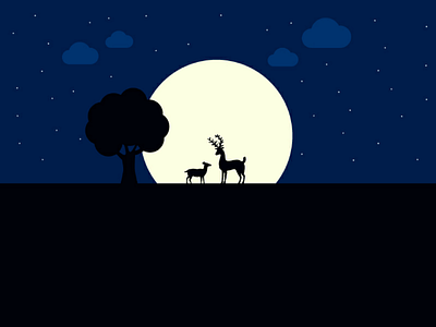 Nighty Night illustration ❤ adobe illustrator character cloud deer design dribbble flat design graphic graphic design illustration moon night