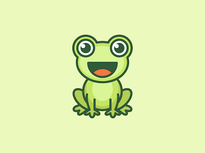 Frog bold outline brand branding cartoon flat character mascot clean simple cute fun funny draw drawing friendly happy frog animal geometry geometric green amphibia illustrative illustration logo identity mascot character personality personal smile smiling symbol icon