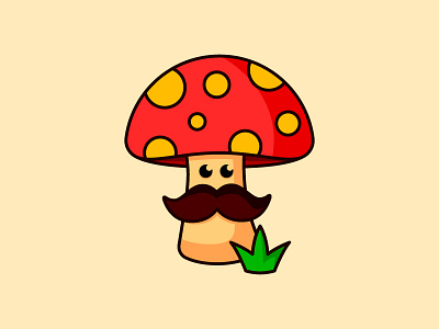 Mushroom Mascot adobe illustrator branding character design icon illustration logo logotype mascot minimal moustache mushroom