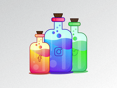 Social Media Drug Bottles Illustration