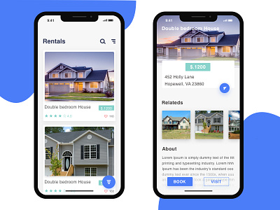 Rentals app book home house rental room search ui