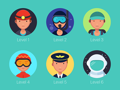 TouchUp Level Icons caving contacts cosmonaut diving game hiking levels pilot touchup walking