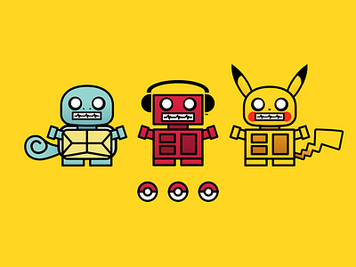 Pokébots bots boxybots characters illustration pokeball pokemon pokémon robots