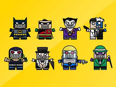 Batbot & Friends - #DailyBoxybots adobe illustrator batman boxybots character design daily challenge dailyboxybots dc comics illustrator lego movie robots