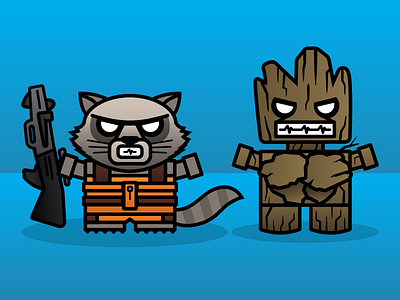 Rocket & Groot 365 project adobe illustrator boxybots dailyboxybots guardians of the galaxy illustration marvel vector vector illustrations