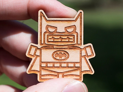 Batbot Wooden Pin adobe illustrator batman boxybots character design daily challenge dailyboxybots dc comics illustrator lego movie pins robots wood