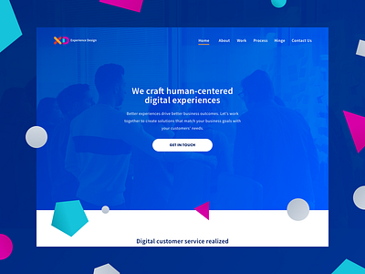 XD Team Site experience design hero homepage landing page redesign responsive shapes ui ux vibrant web