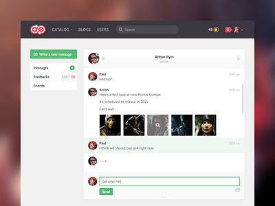 GamesLooper messenger attach avatar chat form input kit messenger online send ui upload ux