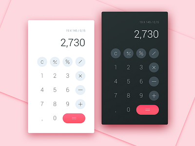 Calculator DailyUI black and white calculator dailyui numbers pink