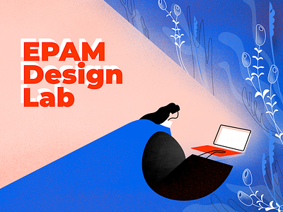 EPAM Design Lab Announce design girl gradient illustration illustrator lab laboratory laptop noise plant plants registration team vector welcome