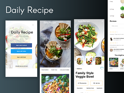 Recipe animation app cooking daily recipe design flat illustration recipe ux