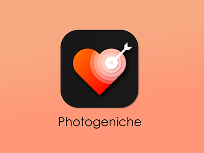 Photogeniche App Icon adobe illustrator app app icon black design goal goals gradient heart illustration illustrator minimal niche orange photogenic red ui
