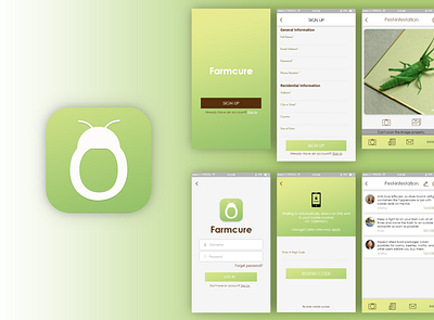 FarmCure Application adobexd app icon application design bugs app icon farm app design green gradient illustrator photoshop