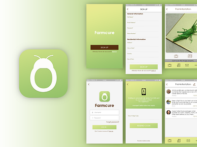 FarmCure Application adobexd app icon application design bugs app icon farm app design green gradient illustrator photoshop