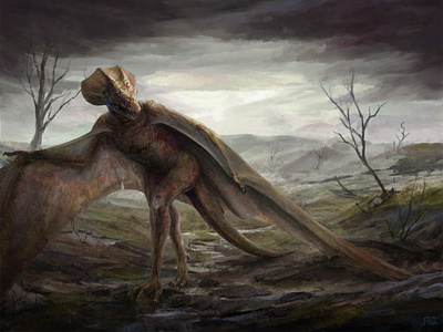 Noided Dragon art concept concept art creature dark dragon fantasy illustration landscape painting