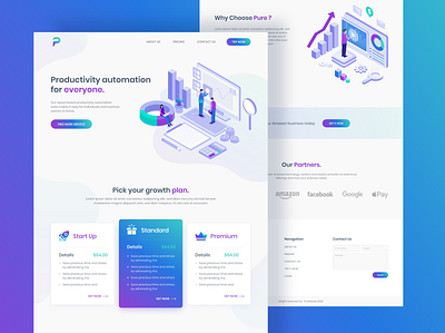 Pure Leads | Business management app landing page 2020 cms illustration software company ui uiux ux webdesign