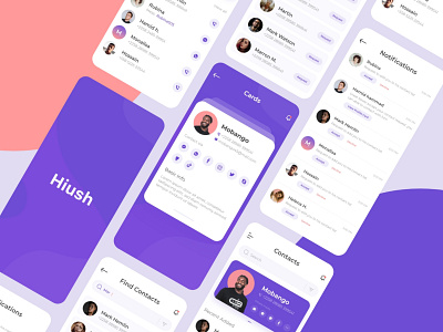 Hiush | for finding all social media contact in one place app design app ui contact list find contact ios ios app ios ui media social network socialmedia