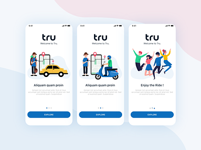tru | ride sharing app on boarding 2020 app illustration ride rideshare ridesharing ui uiux ux
