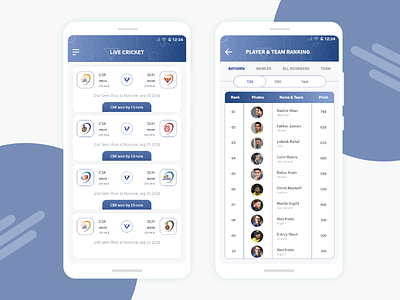 Live Cricket Score & Streaming UI with blue themes Free XD File adobe xd android android app cricket ui free download free download psd free xd resources sports app star cricket uiux