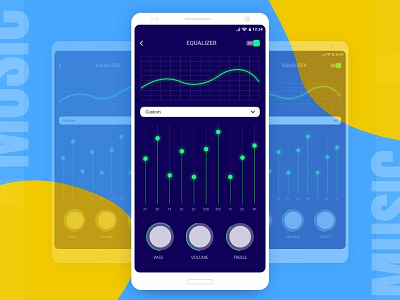 Music Equalizer Interactive UI app app concept blue equalizer green music app songs ui ux