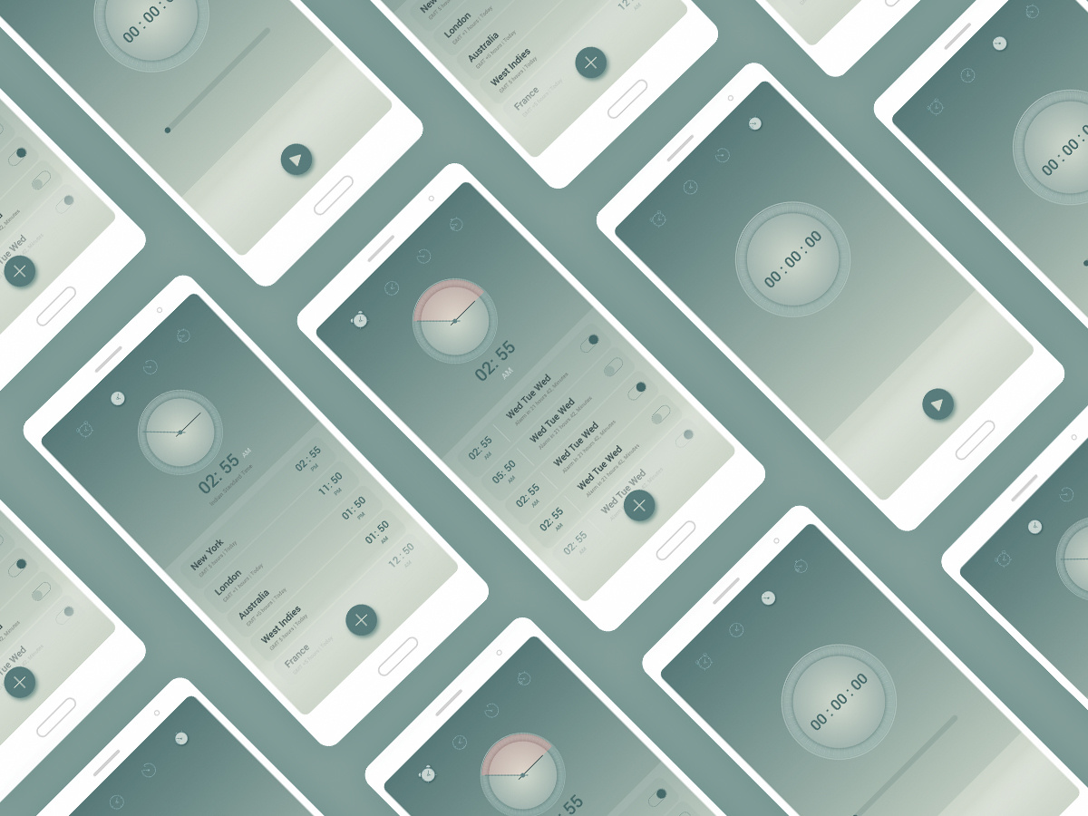 Clock app UI by Bashar Bhuiyan on Dribbble