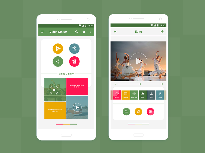 Android Video Editor UI android app design editor friendly interface graphic hd illustration live action material kit material ui quick video editor smart ui typography ui uiux ux vector video app video editor