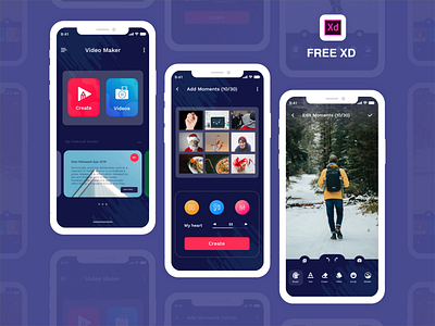 Photo Movie Creator app UI android app app branding ios photo uiux ux video app xd