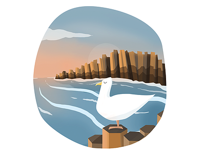Seagull bird cliffs coast digital art environment illustration ocean sea seagull wildlife