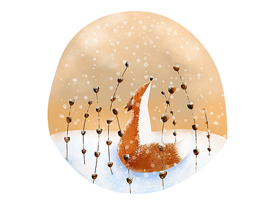 Fox animal artist character design digital art drawing fox illustration scenic snow wildlife winter winter scene