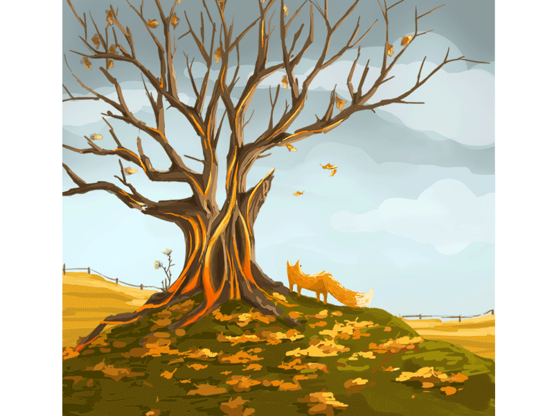 Seasons Change animal animation character digital art drawing environment fox illustration nature wildlife