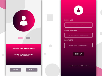 MasterMedia UI Design 2018 dribbble login page ui pink project ui ui design ui design project ui project ui project 2018 work