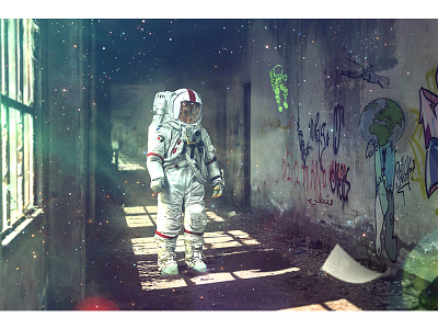 Here dreams die adobe art astronaut behance digital earth eye photomanipulation photoshop surreal