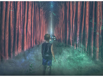 Passer-by adobe art behance boy digital eye home photomanipulation photoshop red surreal trees