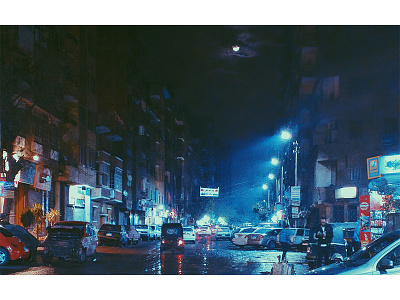 PLACES AND PEOPLE adobe art behance cairo digital lights mobilephotography moon photograph photoshop rain winter