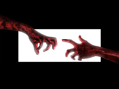 The Creation of Adrenaline adobe art behance died digital hand photomanipulation photoshop red surreal white