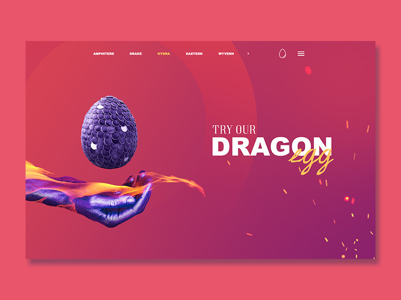 RANDOM LANDING PAGE! web site interaction landing page egg dragon scketch ux ui design