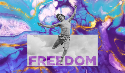 Freedom art blue bw digital gold illustration jump man marble mixed photomanipulation photoshop surreal