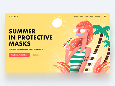 Future summer covid design future hero page holidays illustration interface mask protective shop summer ui web