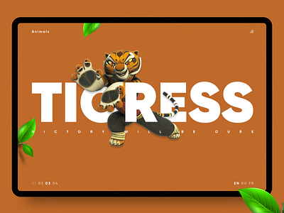 Kung Fu Panda — Tigress cartoon clipart design hero hero page interface kung fu panda tigress ui web