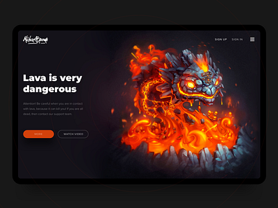 Lava is very dangerous buttons cartoon character design hero page illustration interface lava ui web