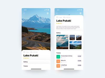 Travel App about air animation cards design gallery groups icon interface km price principle stars ticket travel ui ux vector
