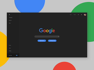 Google Redesign - Dark with menu open