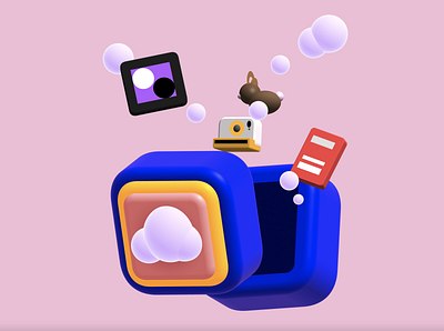 Uploaded to the cloud 3d app design icon illustration modeling ux vector