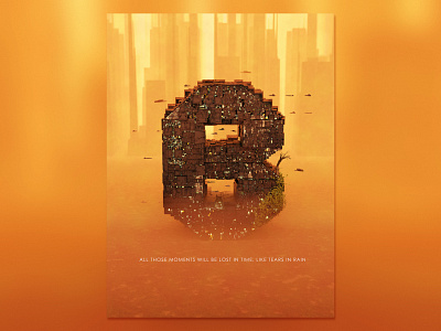 The B letter 3d alphabet blade runner blender letter poster