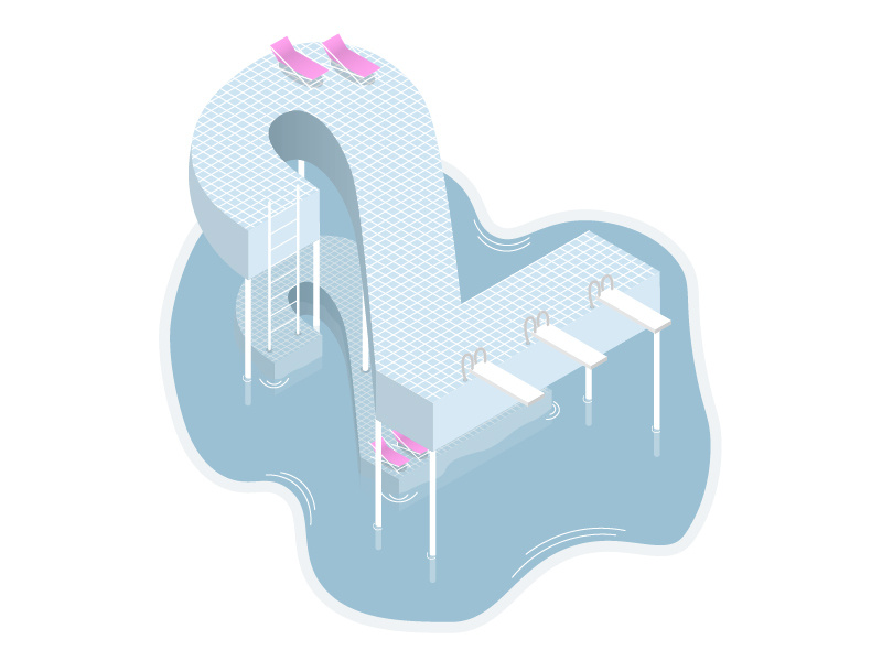 Two Isometric Pool Floors isometric design isometric isometria design vector illustration minimalist simple