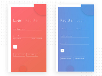 Credential screens for mobile app - Login and register UI brandzgarage design agency login login screen mobile app design mobile application design register signin signup screen ui ui ux ui design uidesign uiux ux