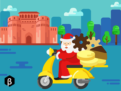 Character Illustration of Santa Claus exploring Pune