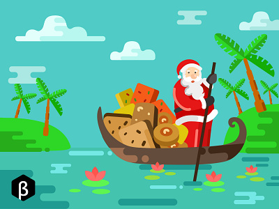 Character Illustration of Santa Claus in Kerala boat boating brandzgarage character illustration design agency illustration santa santa claus santa in boat santa in kerala sketch