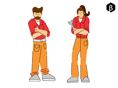 Character Illustration for Mechanics - Garage Management Softwar branding brandzgarage character illustration design agency garage illustration illustrations mechanic mobile app design software uidesign vector