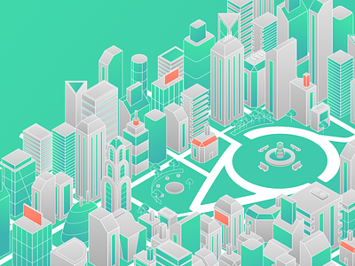 Make Your City Smaller brand city content green isometric line visit